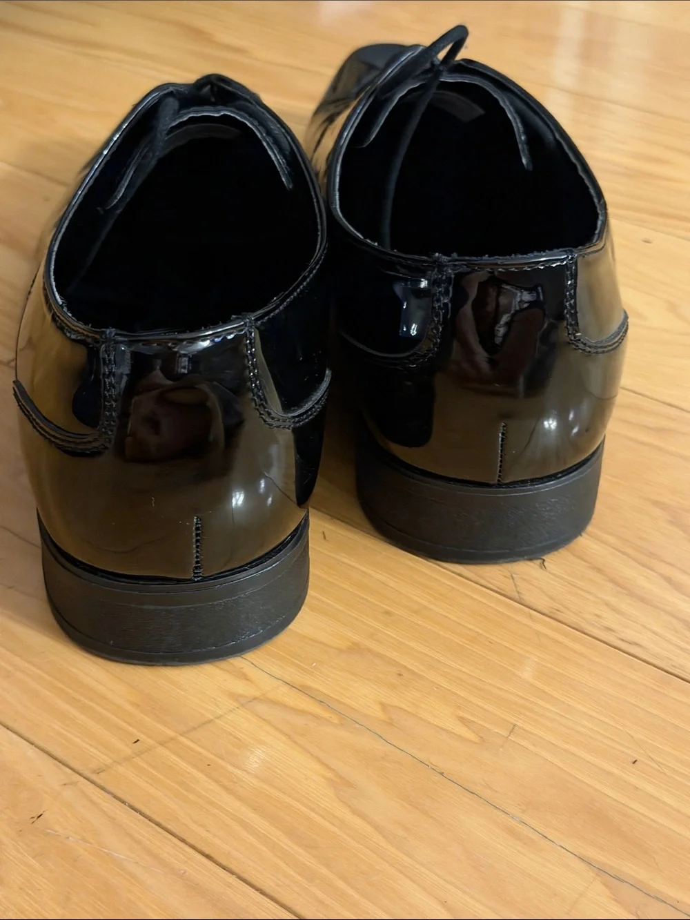 Calvin Klein Men's Black Patent Leather Brodie Lace-Up Oxfords